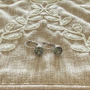 Touchstone Crystal Silver-Tone Earrings with Light Gray Crystal